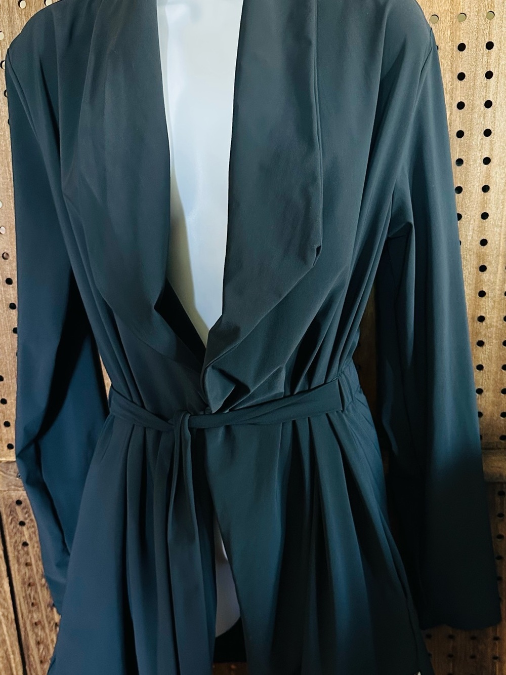Marika Black Wrap Trench with Self-Tie Belt